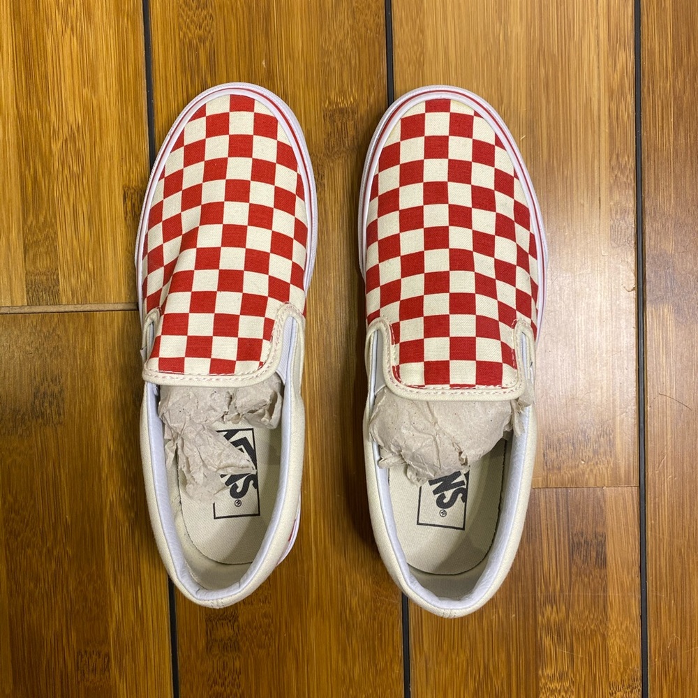 Red checkered Vans